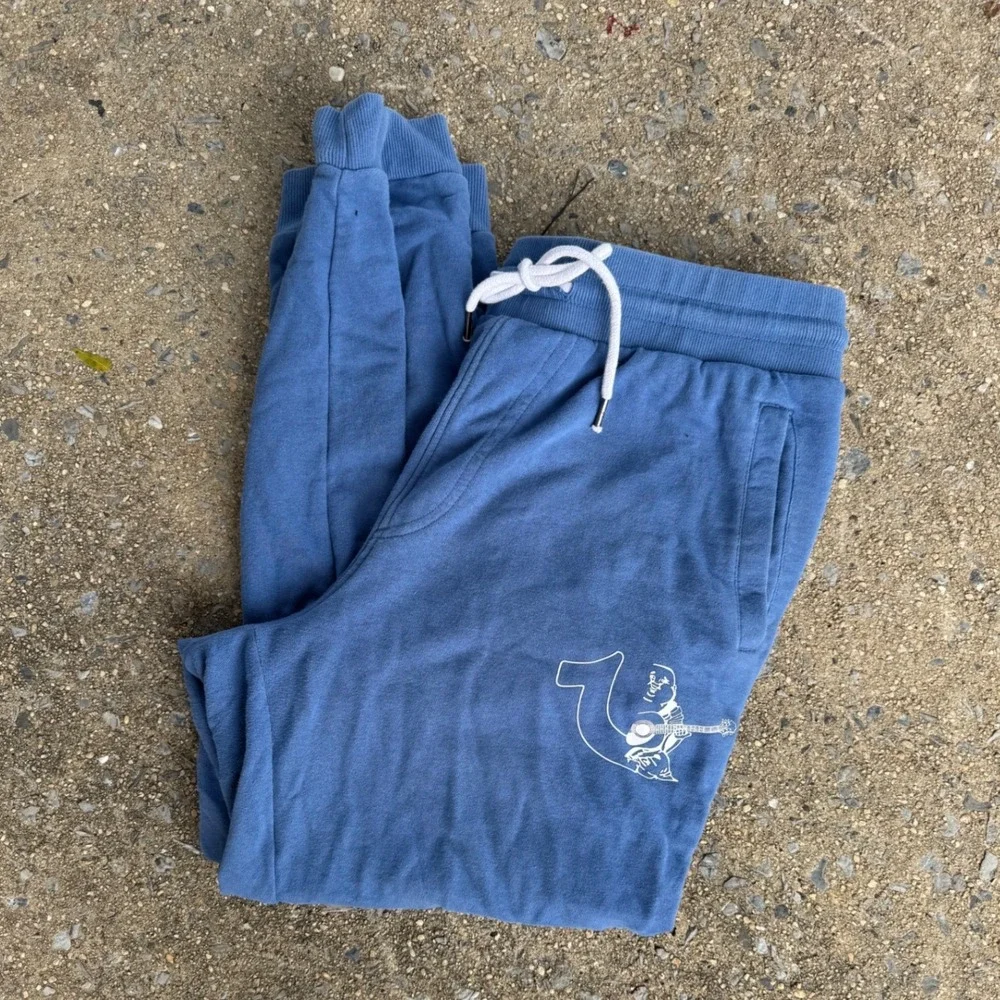 True Religion Mens Blue Buddha Logo Slim Jogger Sweatpants Large 41788-00